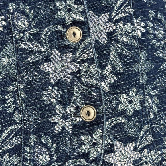 Coldwater Creek VTG Womens Denim Tapestry Vest S Blue Floral Cotton Grandmacore - Picture 7 of 9